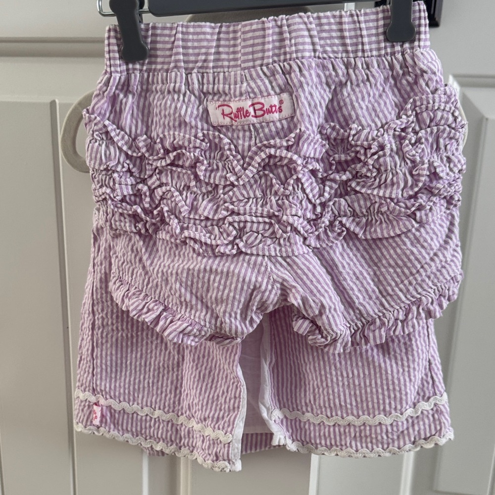 Ruffle Butts Purple Striped Kids Swing top and shorts